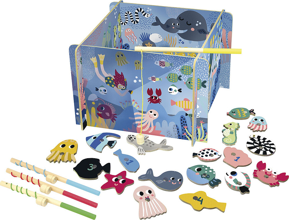 Vilac - Fiskespil Med Magneter - Havets Dyr - Træ - 24 Dele