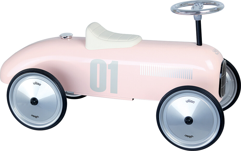 Vilac - Gåbil I Metal Til Børn - Retro - Gummihjul - Lyserød