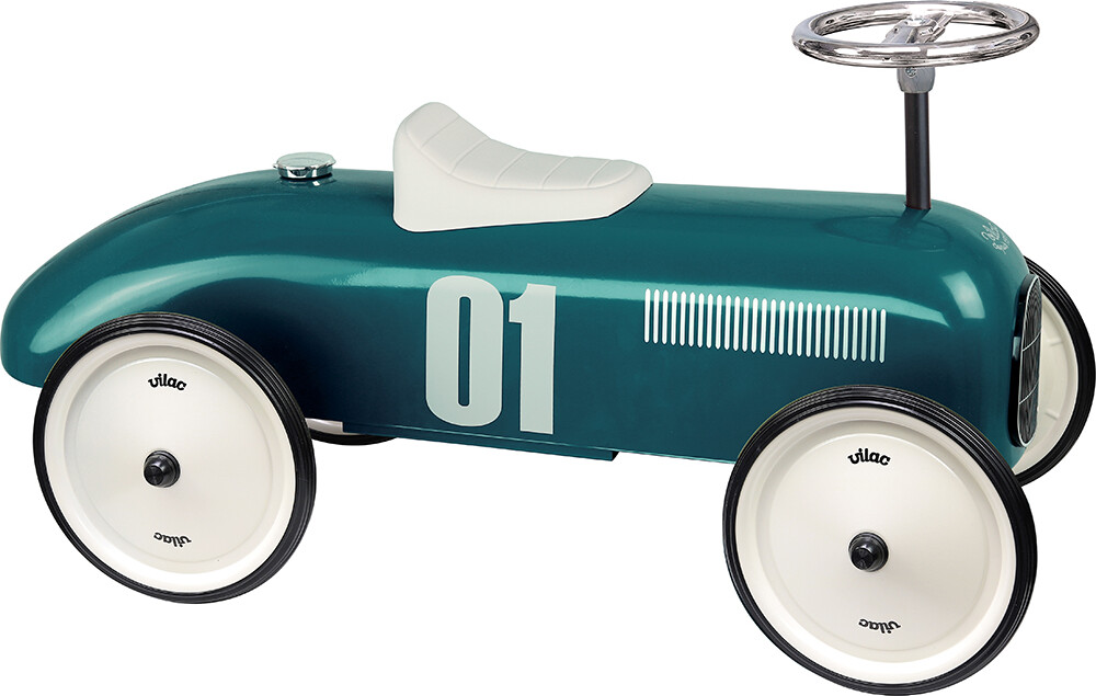 Vilac - Gåbil I Metal Til Børn - Retro - Gummihjul - Petroleumsblå