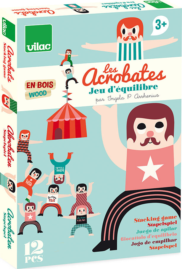 Vilac - Akrobater Stablespil - Træ - Ingela Arrhenius - 12 Dele