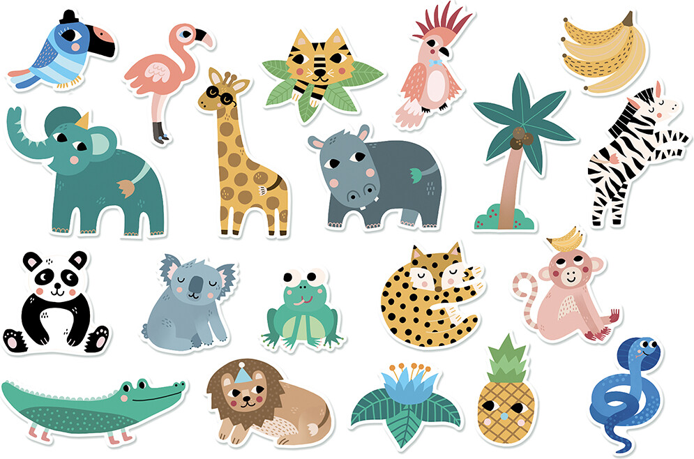 Vilac - Magneter I Træ - Jungle Figurer - 20 Stk