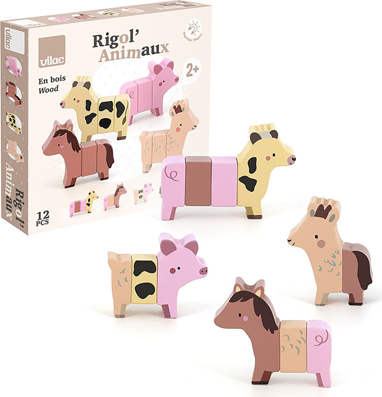 Vilac - Magnetiske Dyr - Bondegårdsdyr - 12 Dele