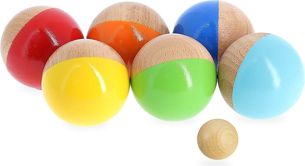 Vilac - Petanque Spil I Træ - Farver - Sæt Med 6 Kugler