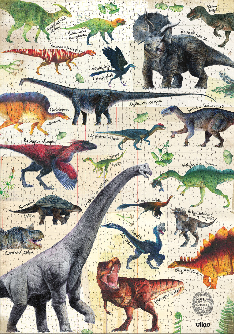 Dinosaur Puslespil - Naturhistorisk Museum - 500 Brikker - Vilac