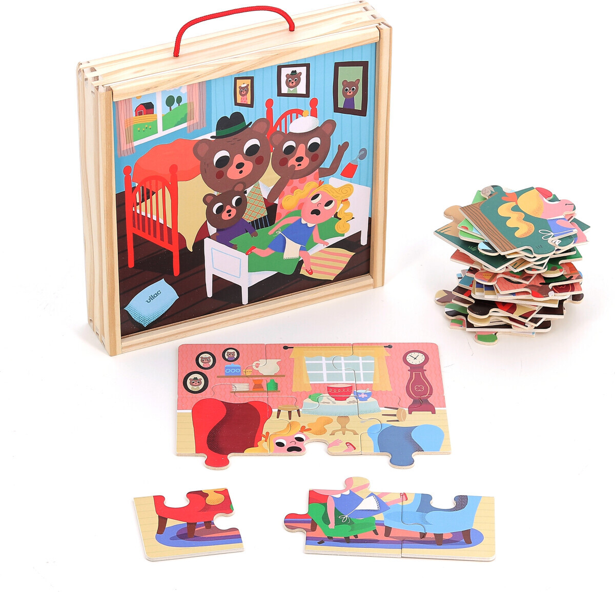 Vilac - Puslespil I Træ Til Børn - Guldlok - 4x9 Brikker