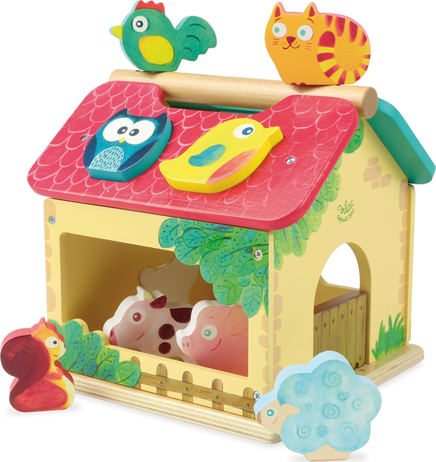 Vilac - Puttekasse I Træ - Bondegård Med Dyr