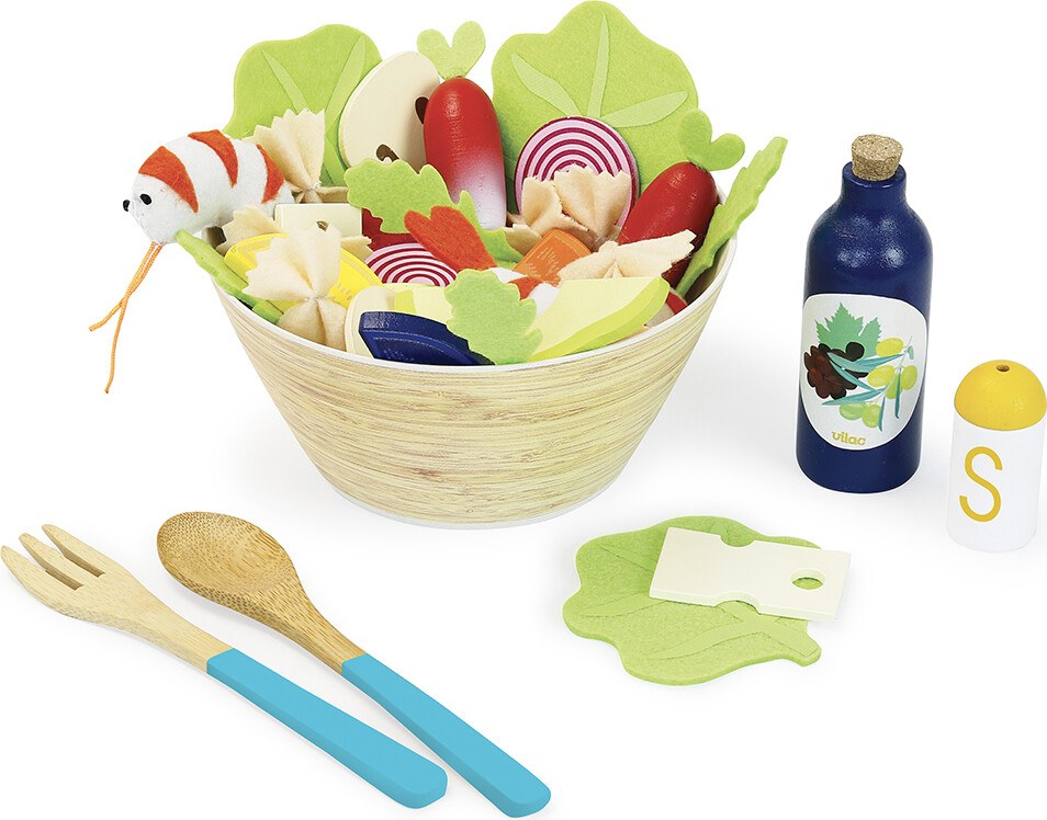 Vilac - Legemad I Træ - Salatskål - 40 Dele