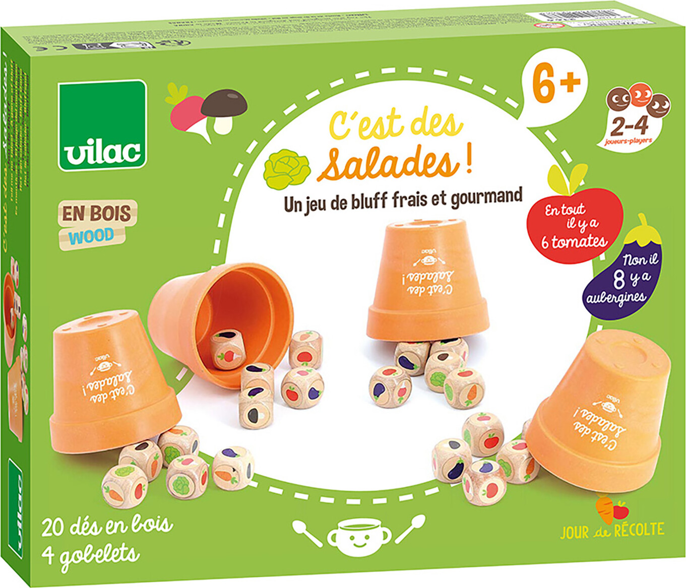 Vilac - Terningespil Til Børn - Urtepotte Med Grøntsager - 24 Dele