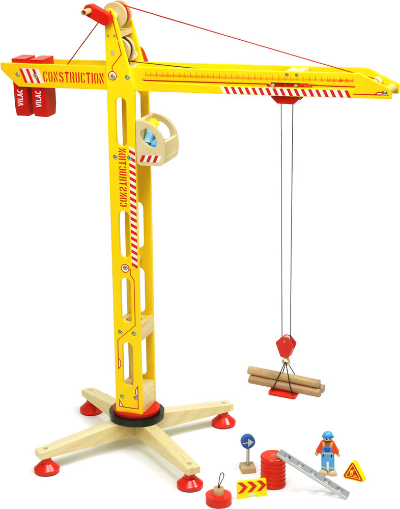 Vilac - Stor Kran Legetøj - Sæt Til Børn - Træ