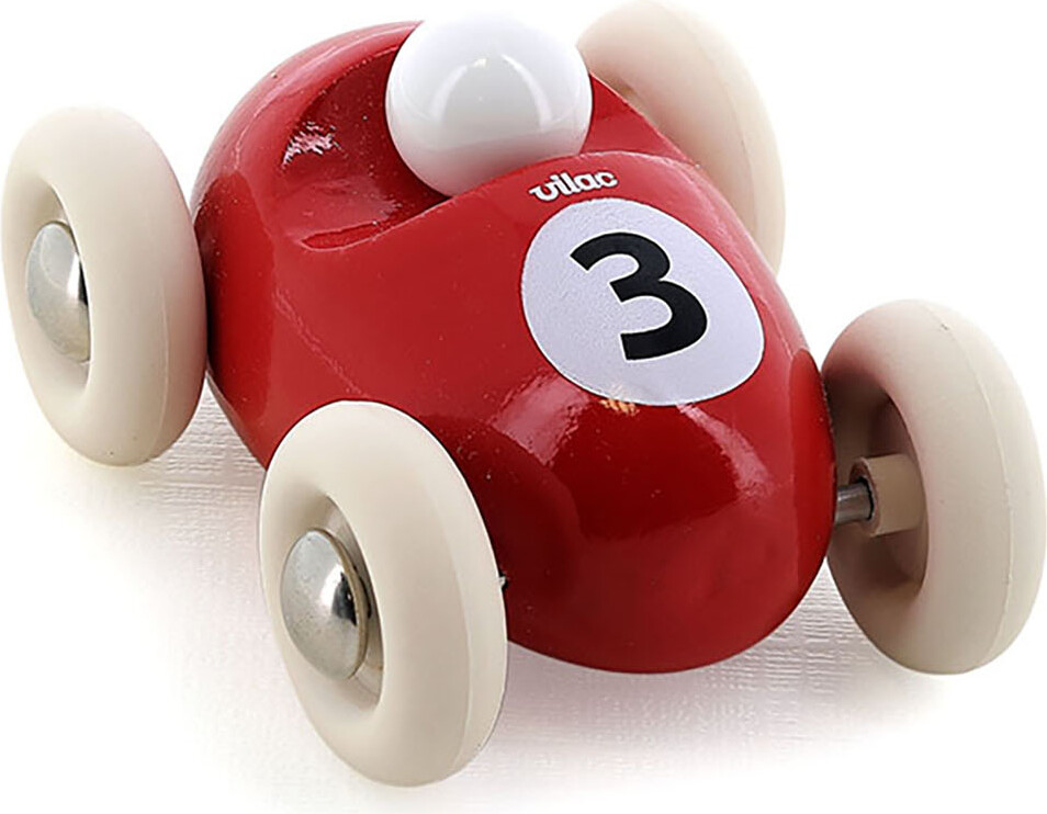 Vilac - Racerbil Legetøj I Træ - Mini - Vintage - Nr. 3 - Rød