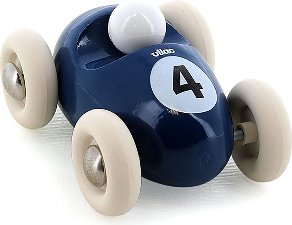 Vilac - Racerbil Legetøj I Træ - Mini - Vintage - Nr. 4 - Matrosblå