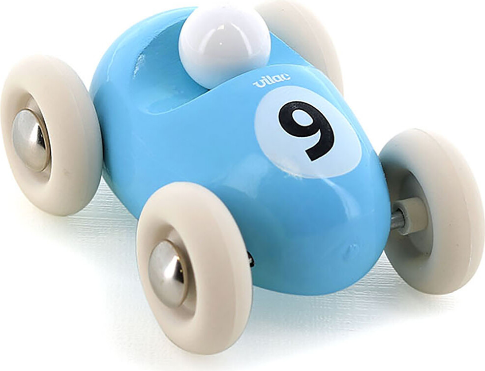 Vilac - Racerbil Legetøj I Træ - Mini - Vintage - Nr. 9 - Lyseblå