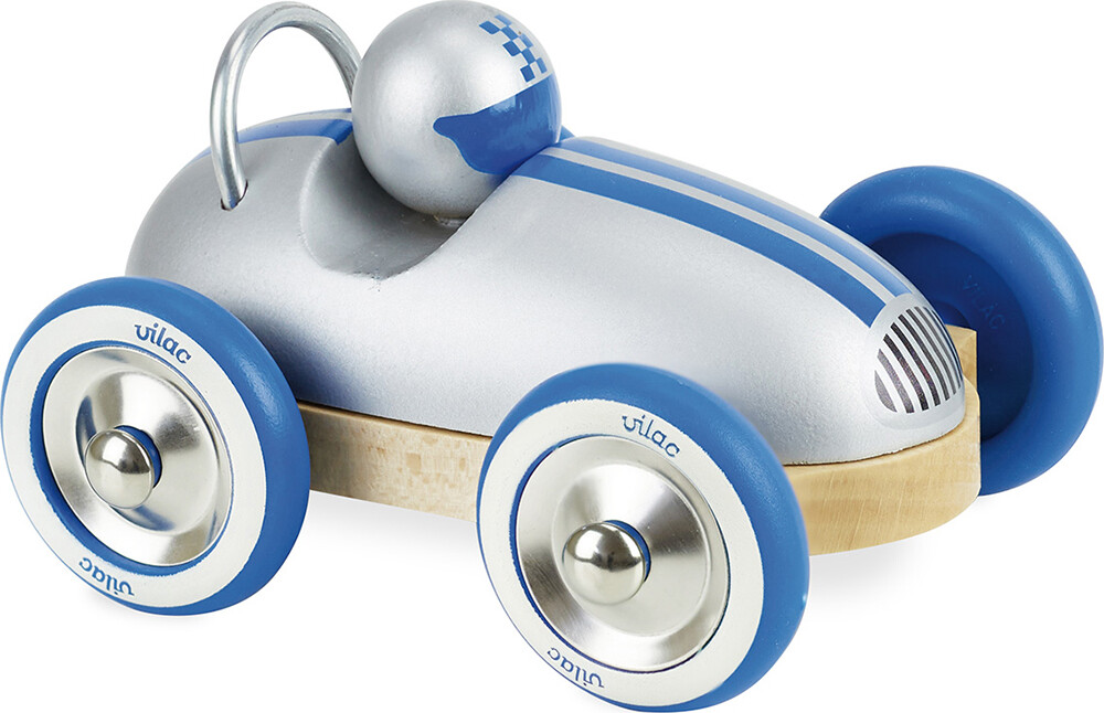 Vilac - Racerbil Legetøj I Træ - Vintage - Sølvfarvet