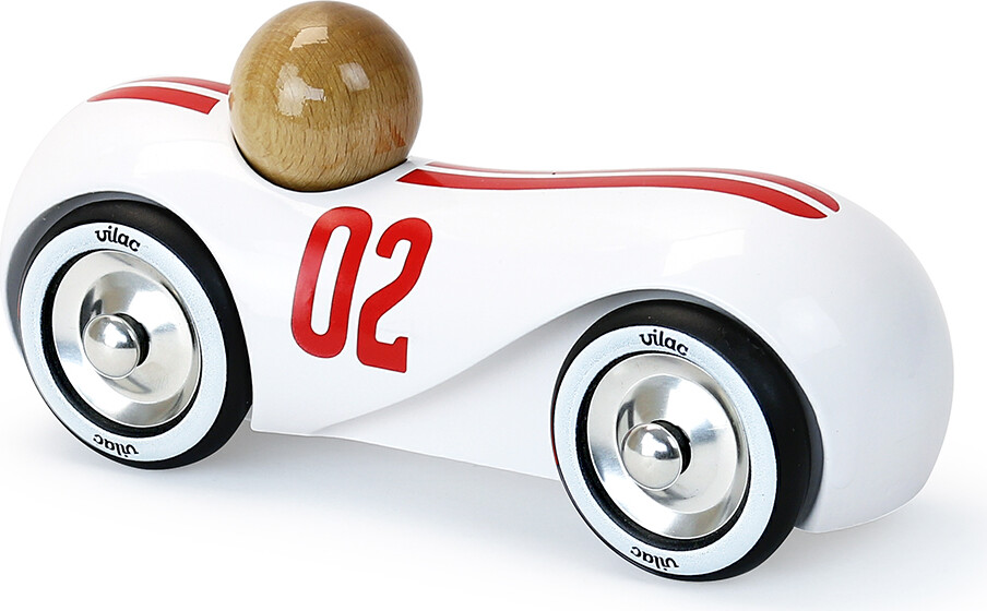 Vilac - Racerbil Legetøj I Træ - Vintage - Strømlinet - Hvid