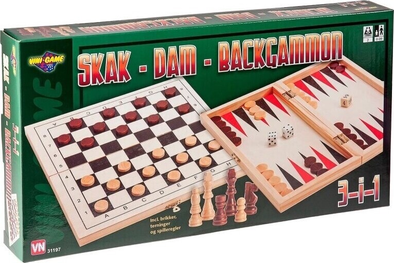 3-i-1 Skak, Backgammon & Dam - Vini Game