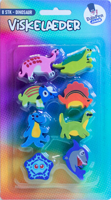 Viskelæder 8 Forskellige Figurer Dino