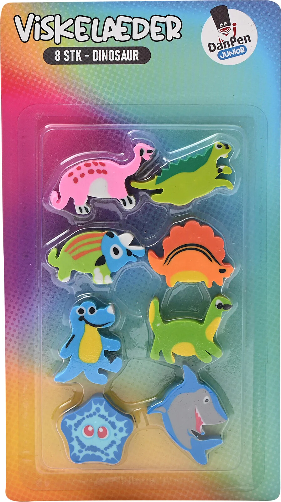 Viskelæder 8 Forskellige Figurer Dino