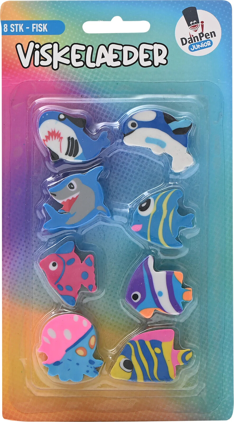 Viskelæder 8 Forskellige Figurer - Fisk