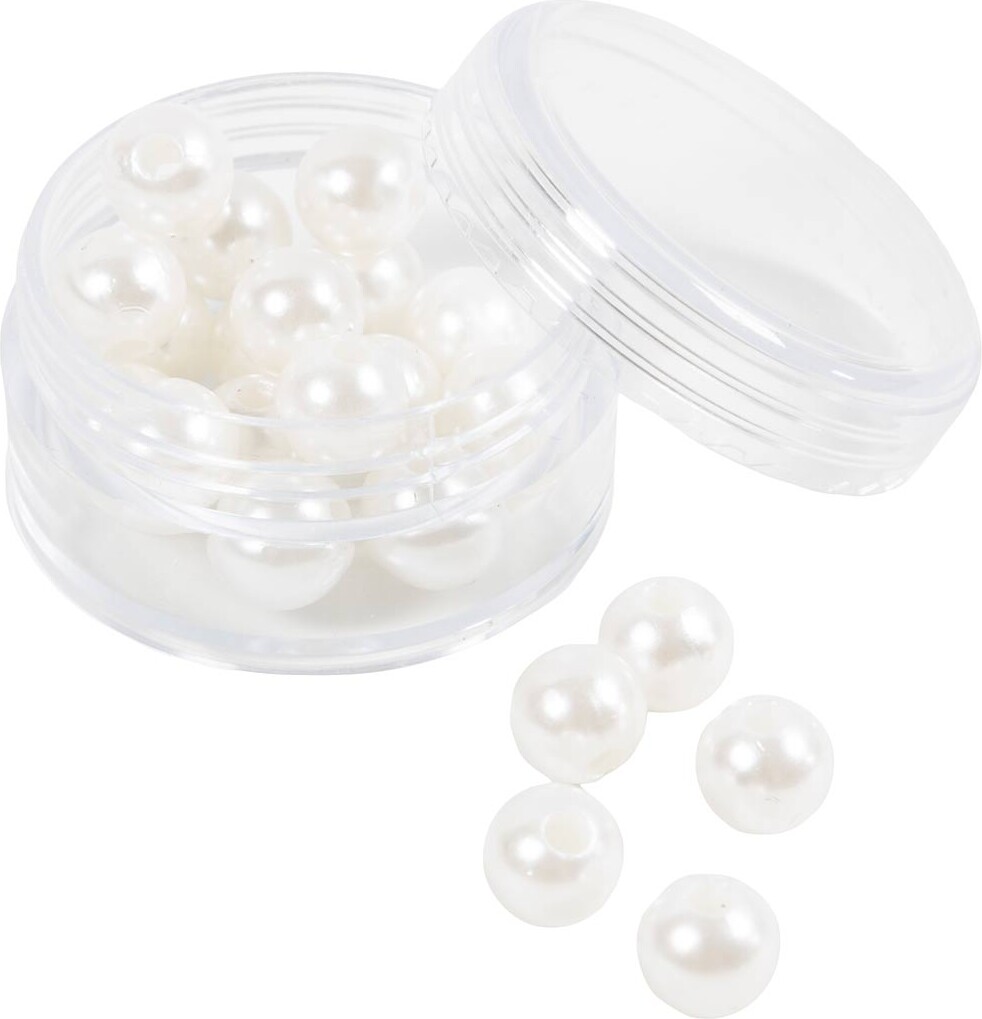 Voksperler - ø 8 Mm - Hulstr. 2,3 Mm - Perlemor - 22stk. billede
