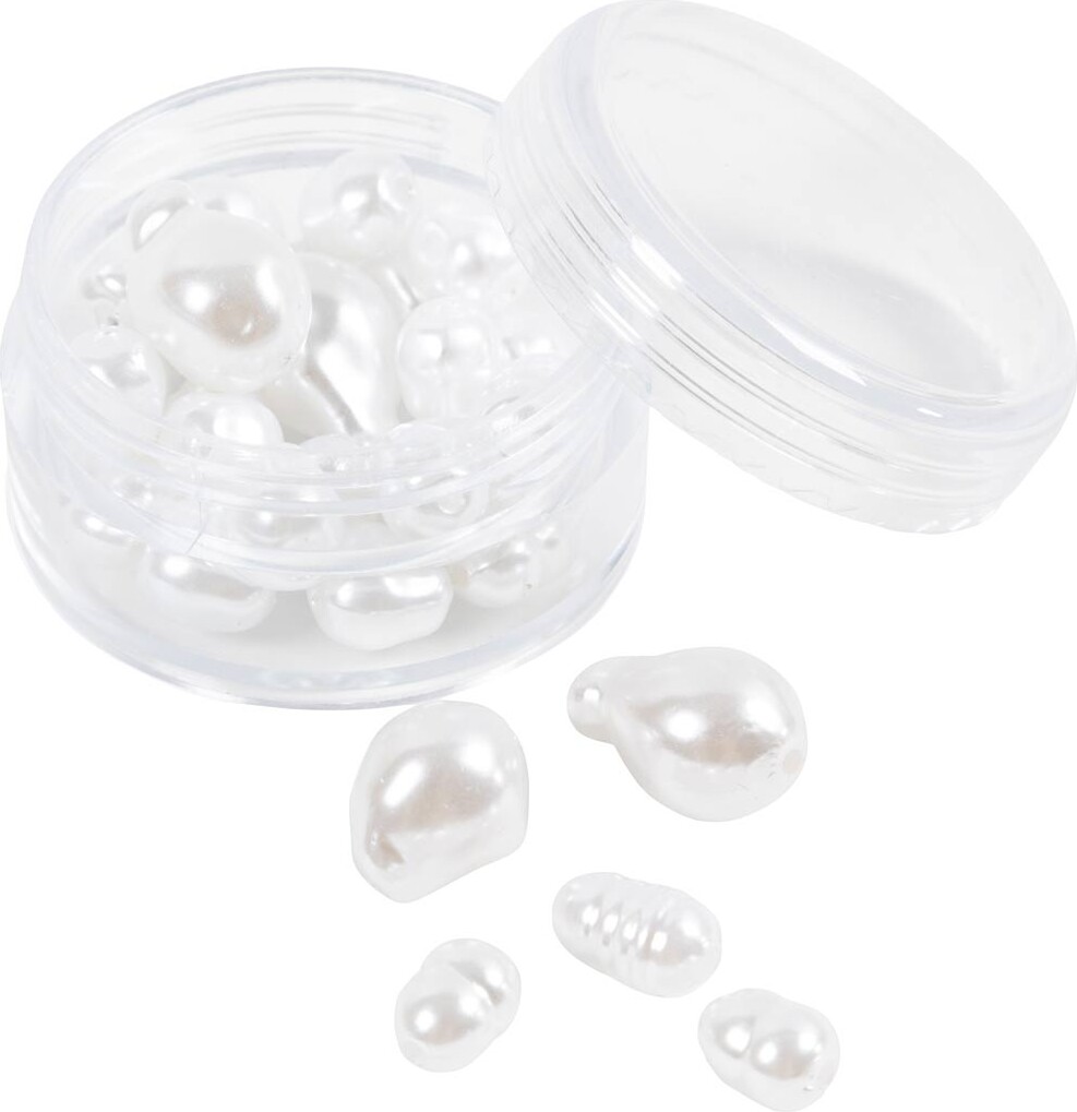 Voksperler - Oval - ø 6-14 Mm - Hulstr. 1,3-1,5 Mm - 30stk. billede