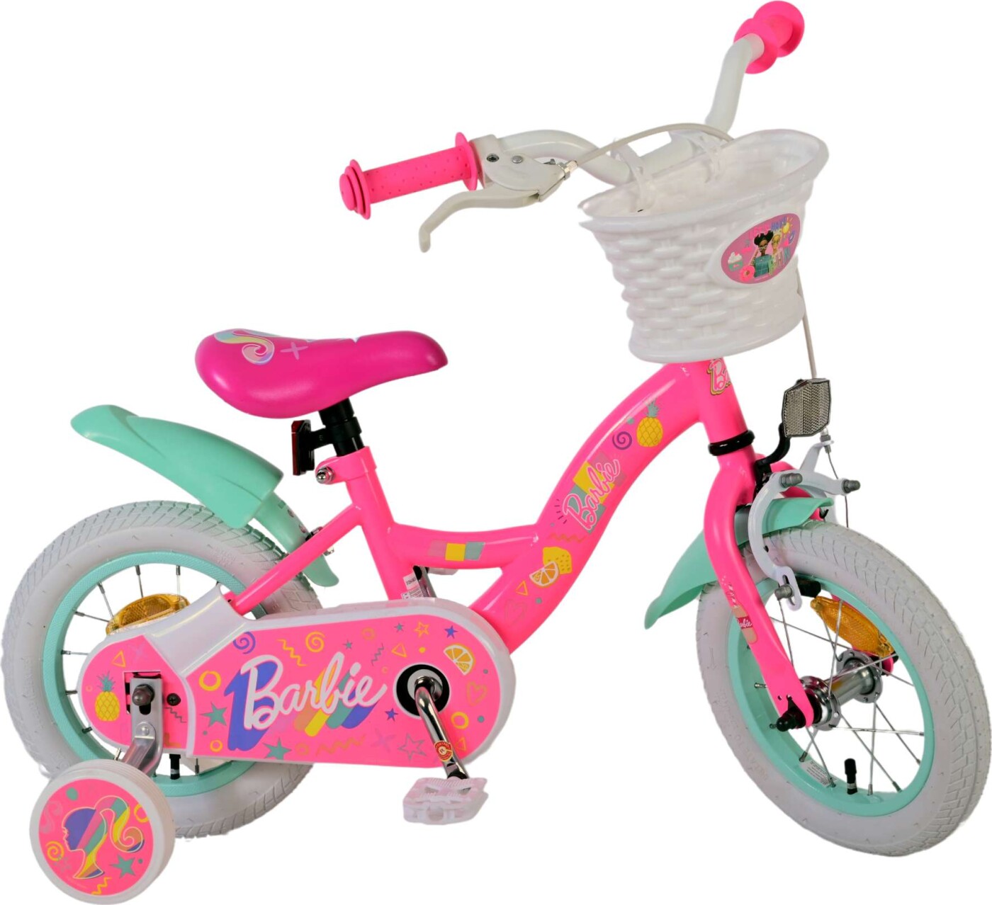 Barbie - Cykel Med Støttehjul Til Børn - 12'' - Pink - Volare