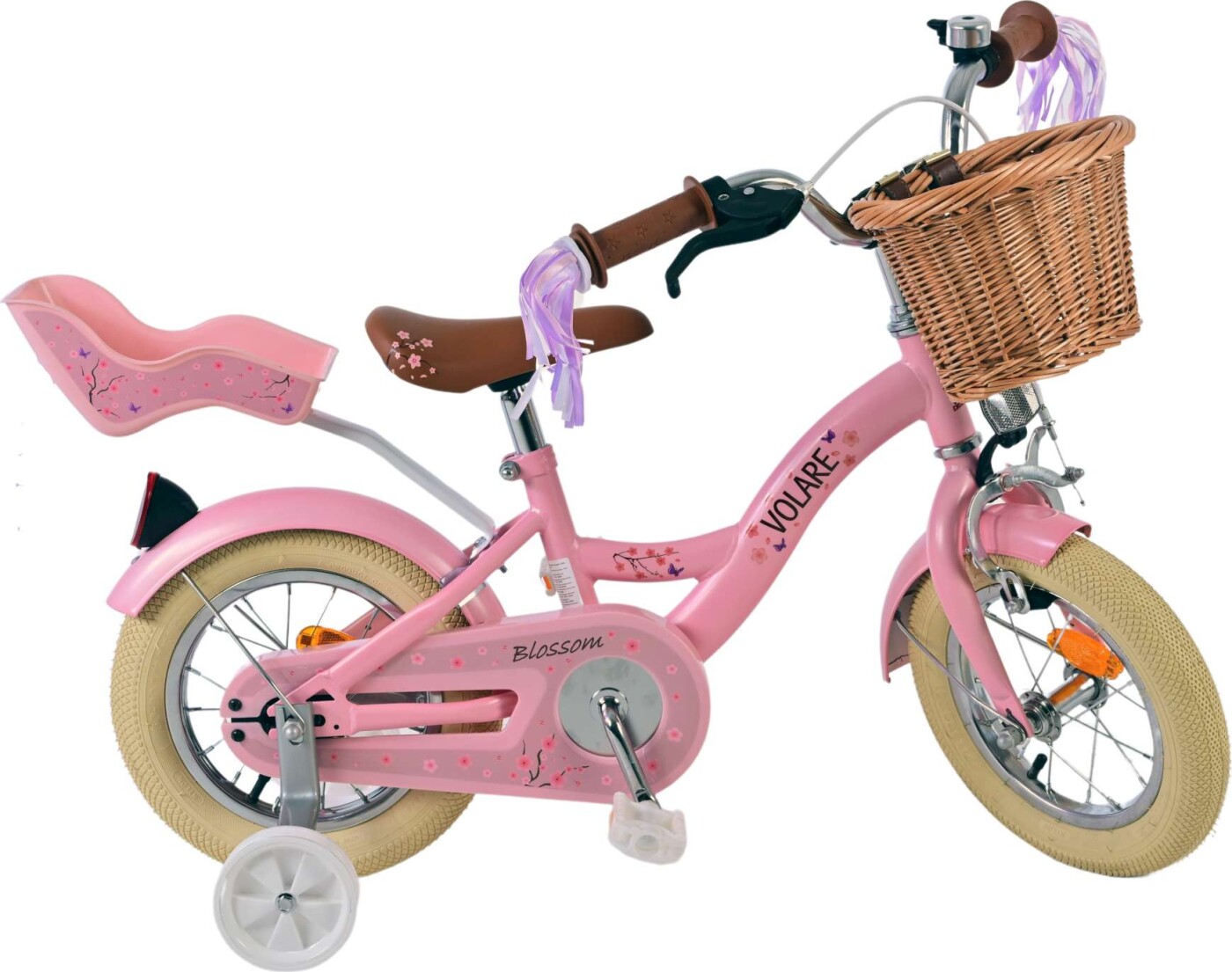 Volare - Børnecykel Med Støttehjul - 12'' Tommer - Blomster Pink