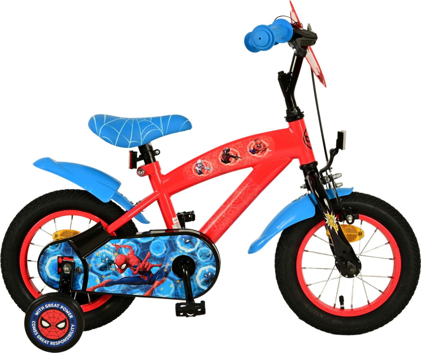 Spiderman - Cykel Med Støttehjul Til Børn - 12'' - Volare