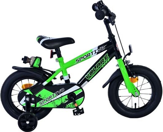 Volare - Børnecykel Med Støttehjul - 12" Tommer - Sportivo Grøn