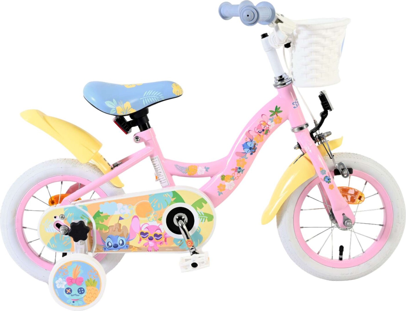 Volare - Børnecykel Med Støttehjul - 12" Tommer - Pink - Stitch