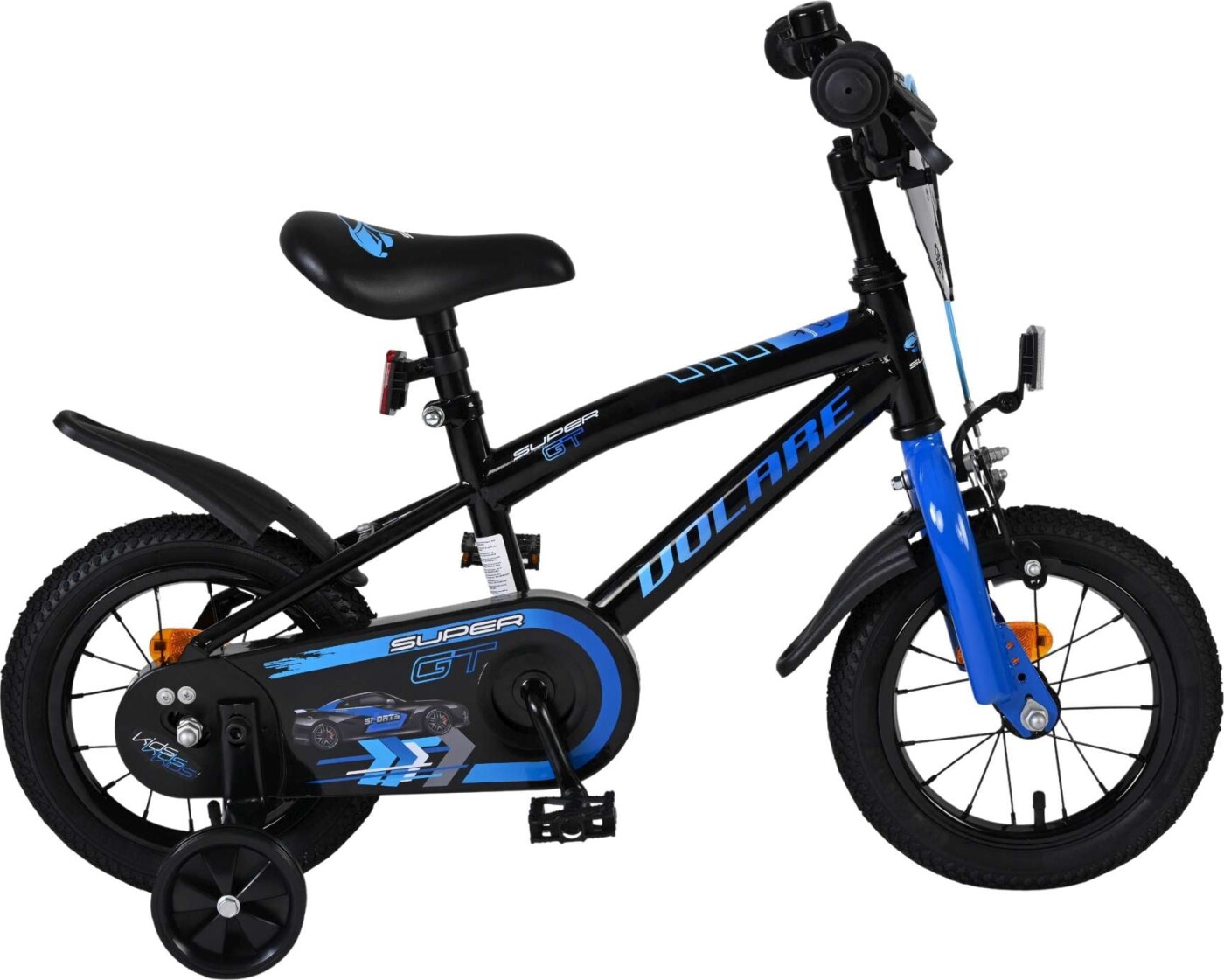 Volare - Super Gt - Blå Børnecykel - 12" Tommer - Støttehjul