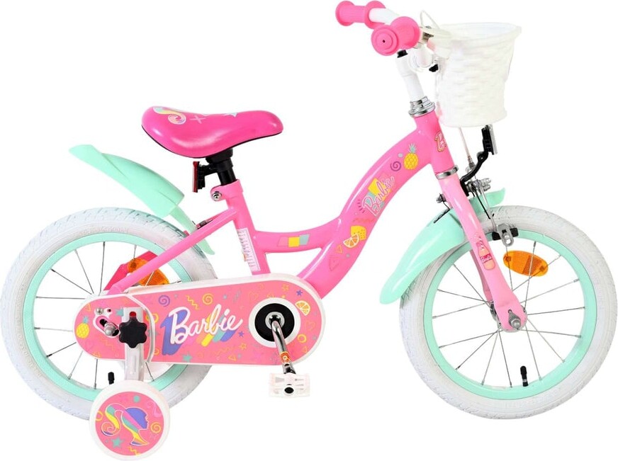 Volare - Barbie Cykel - 14" Tommer - Med Støttehjul - Pink