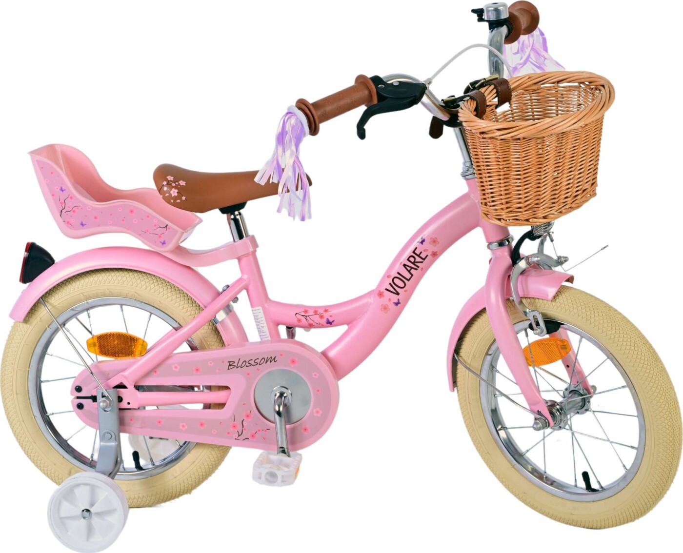 Volare - Børnecykel Med Støttehjul - 14'' Tommer - Blomster Pink