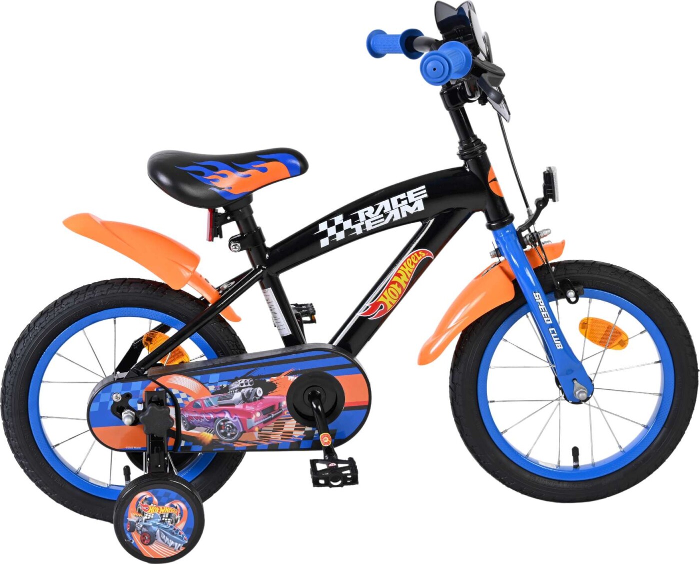 Volare - Hotwheels Børnecykel Med Støttehjul - 12" - Sort Blå