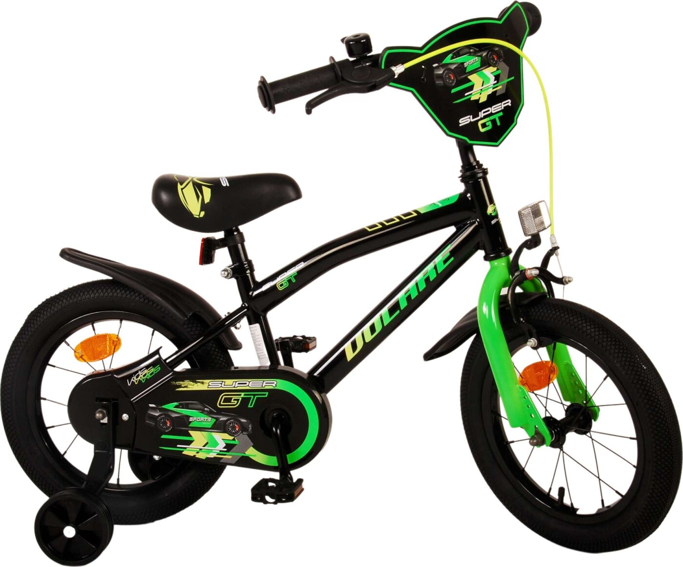 Volare - Børnecykel Med Støttehjul - 14'' - Super Gt - Grøn