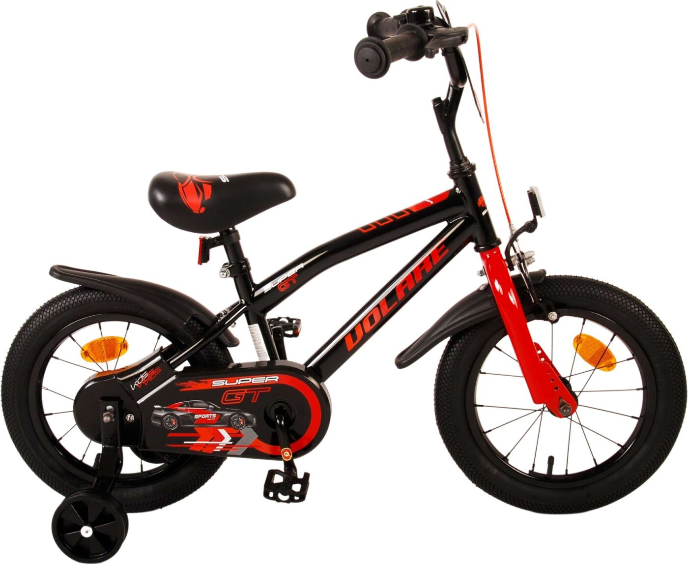 Volare - Børnecykel Med Støttehjul - 14'' - Super Gt - Rød