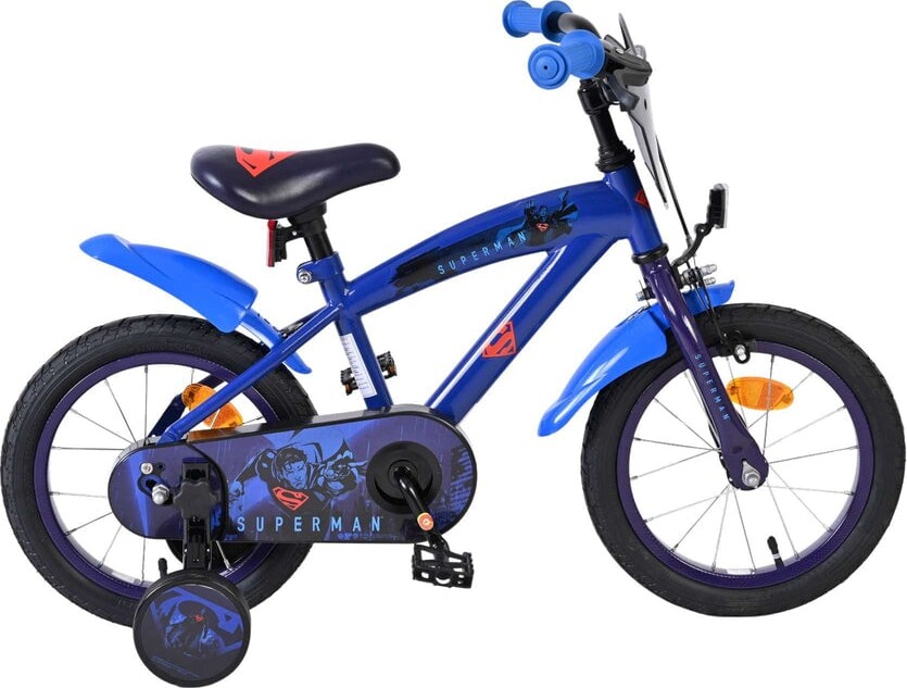 Volare - Superman Cykel - 14" Tommer - Med Støttehjul - Blå