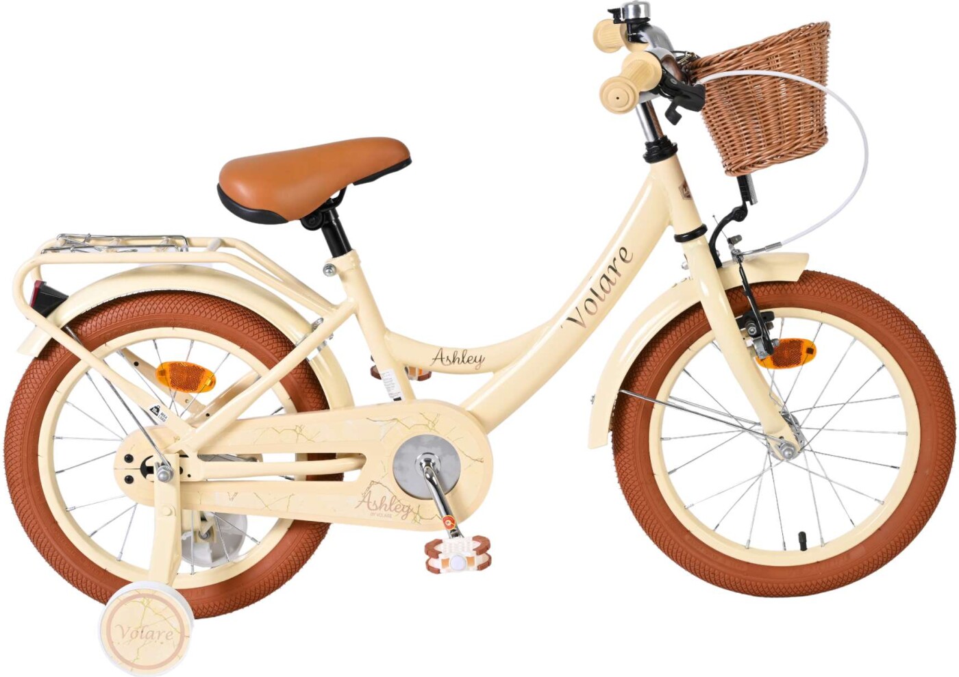 Volare - Ashley 16" Børnecykel - Med Kurv Og Støttehjul - Creme