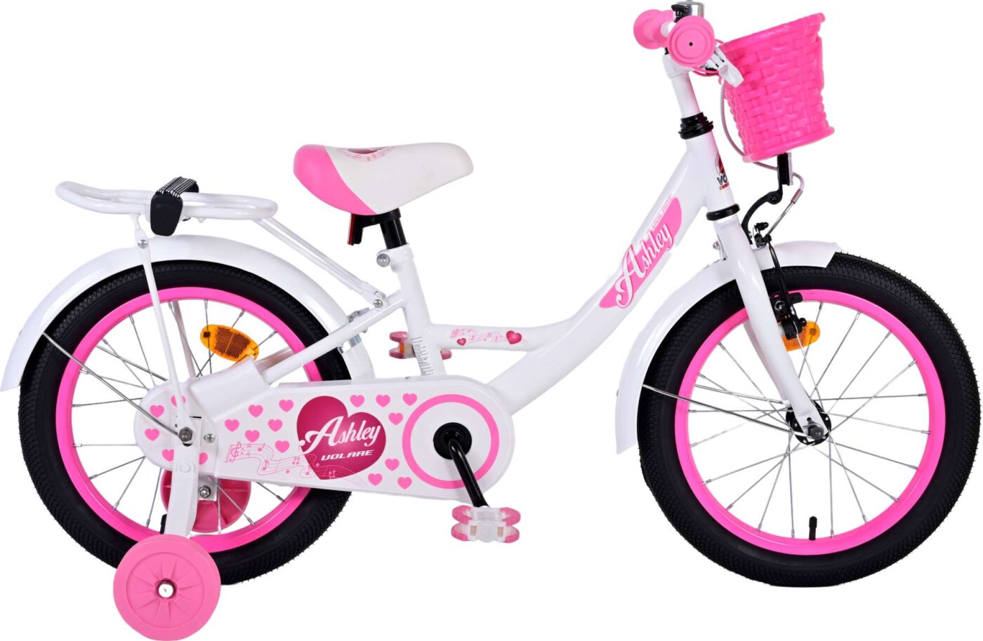 Volare - Børnecykel Med Støttehjul - 16'' - Ashley - Hvid