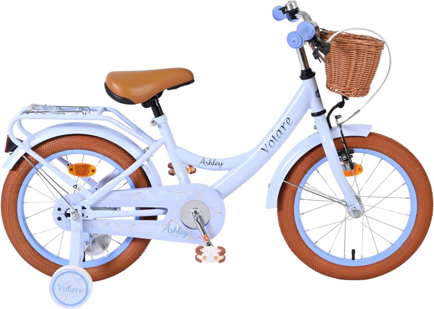 Volare - Ashley 16" Børnecykel - Kurv Og Støttehjul - Pastel Blå