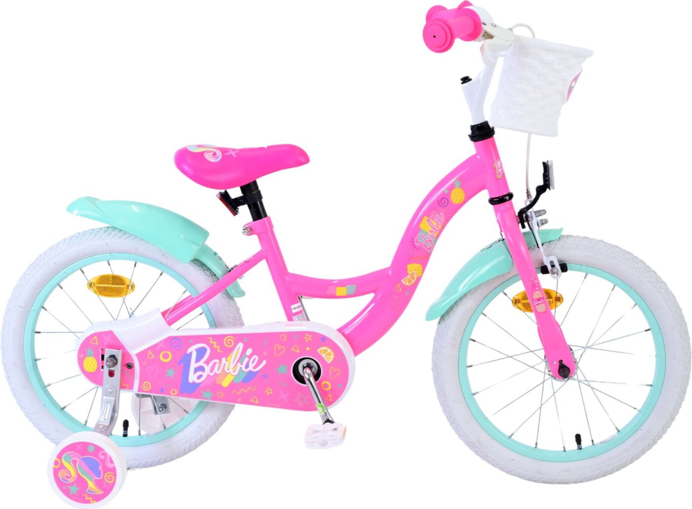 Volare - Barbie - Cykel - 16" Tommer - Med Støttehjul - Pink