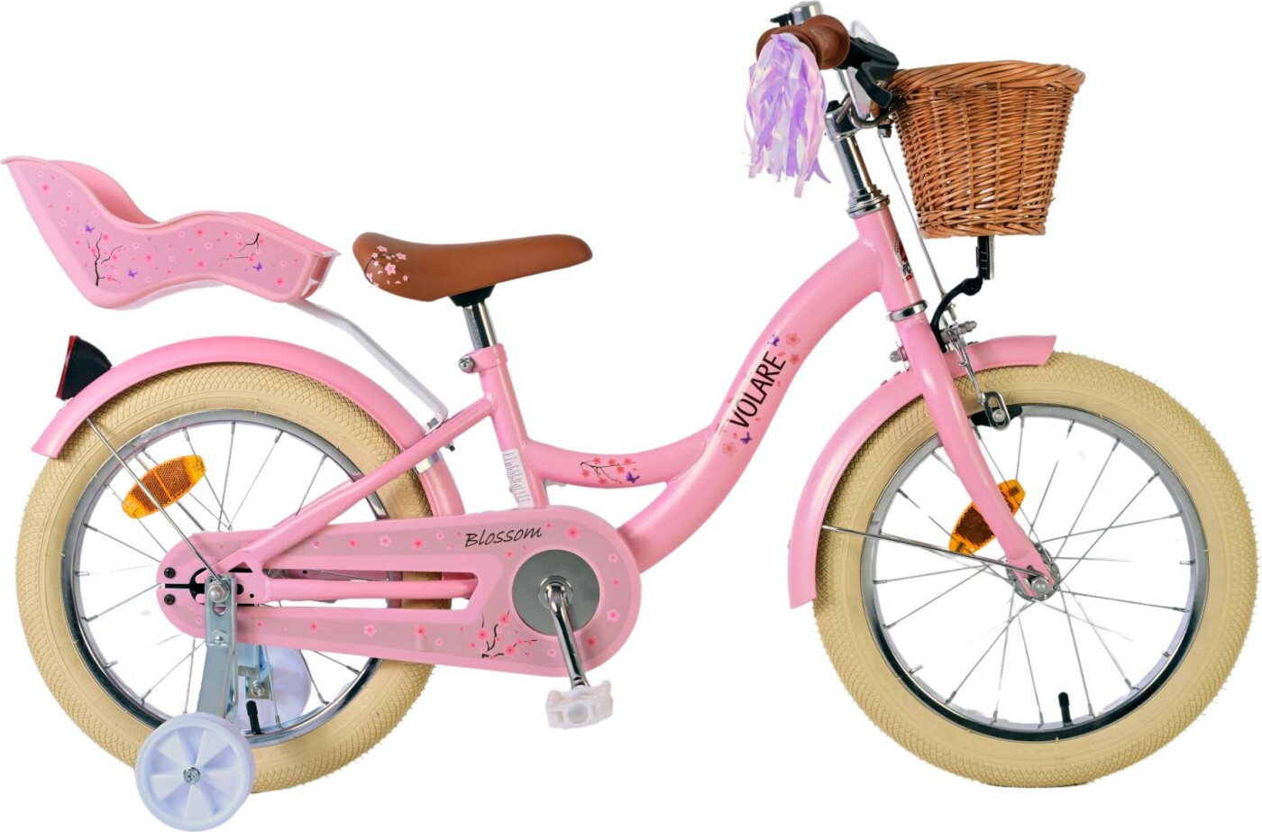 Volare - Børnecykel Med Støttehjul - 16'' Tommer - Blomster - Pink