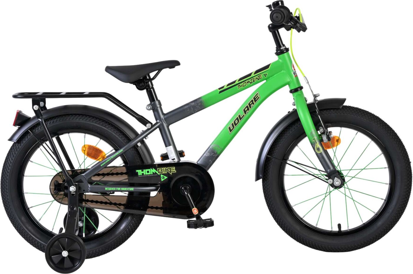 Volare - Thombike Cykel - 16" Tommer - Støttehjul - Grøn Grå