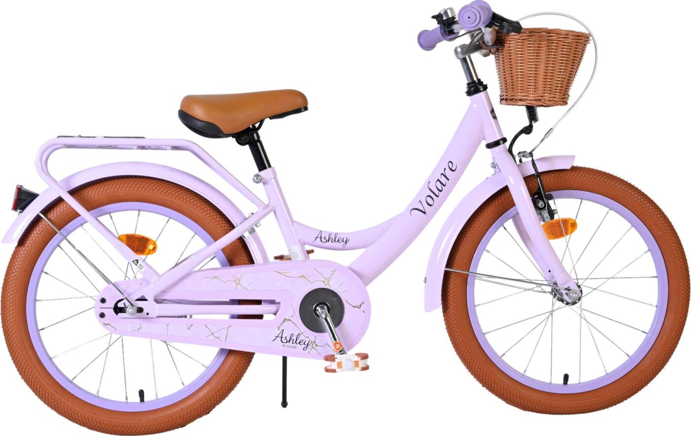 Volare - Ashley 18" Børnecykel - Kurv Bagagebærer - Lilla Pastel
