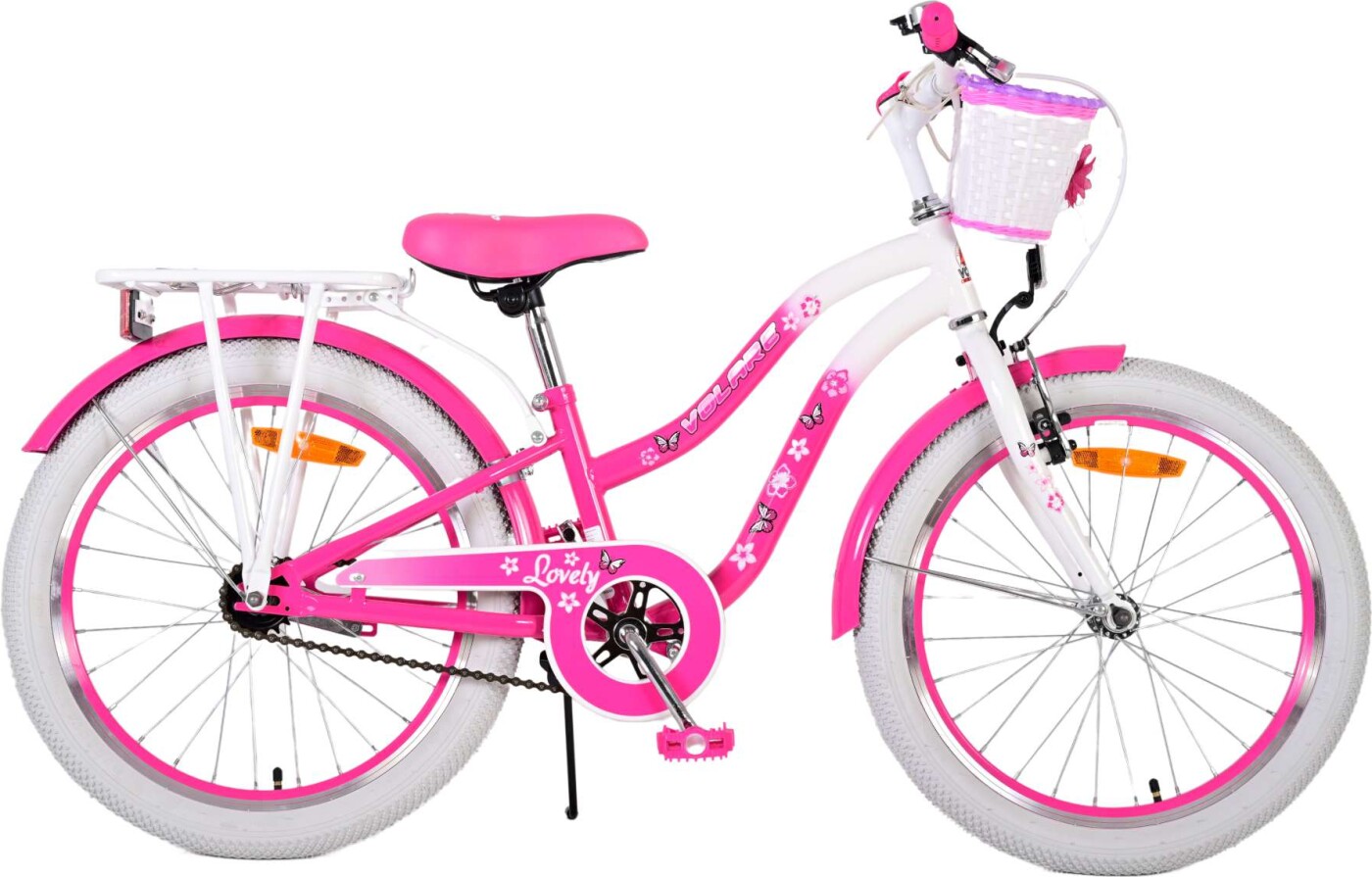 Volare - Børnecykel Med Kurv - 20" Tommer - Blomster - Pink