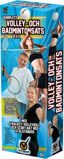 Volleyball Og Badminton Sæt Med Net, Ketcher Og Bold
