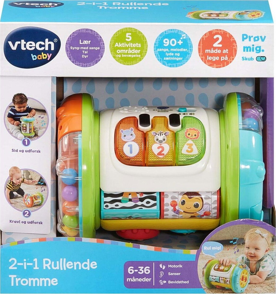 Vtech - Baby 2-i-1 Rullende Tromme - Aktivitetslegetøj - Dansk