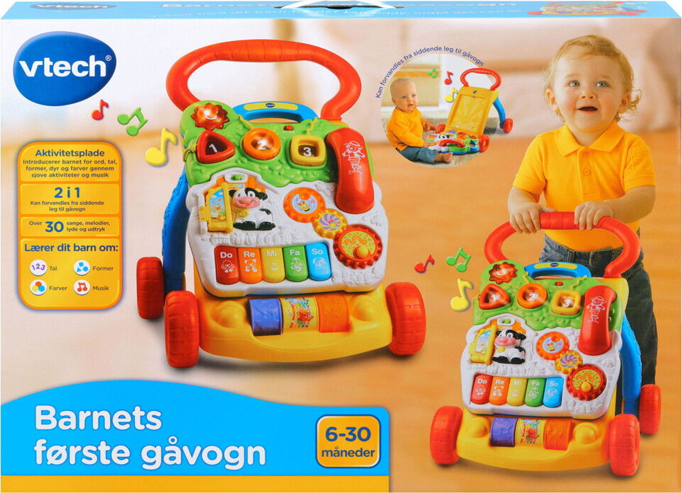 Vtech - Baby Barnets Første Gåvogn - Dansk