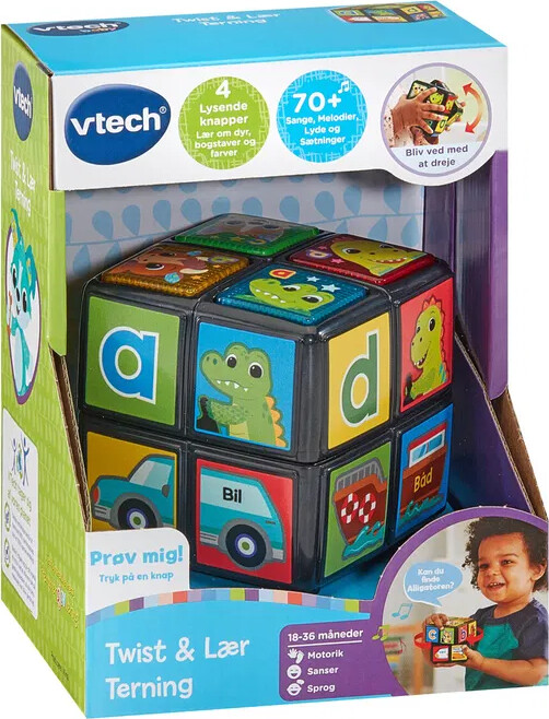 Vtech - Baby Twist & Teach Animal Cube Aktivitetskube - Lys - Lyd