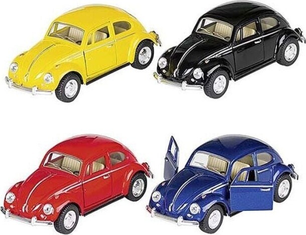 Vw Boble Modelbil + Klassisk Pull-back I - Goki - Assorteret