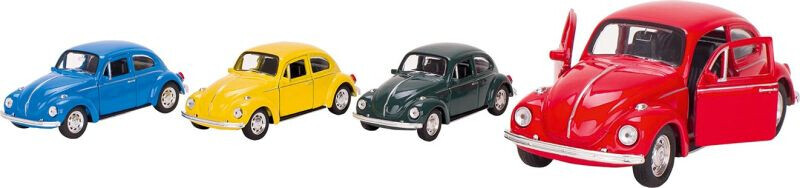 Goki - Vw Classic Beetle Pullback Legetøjsbil - 1:34 - Assorteret